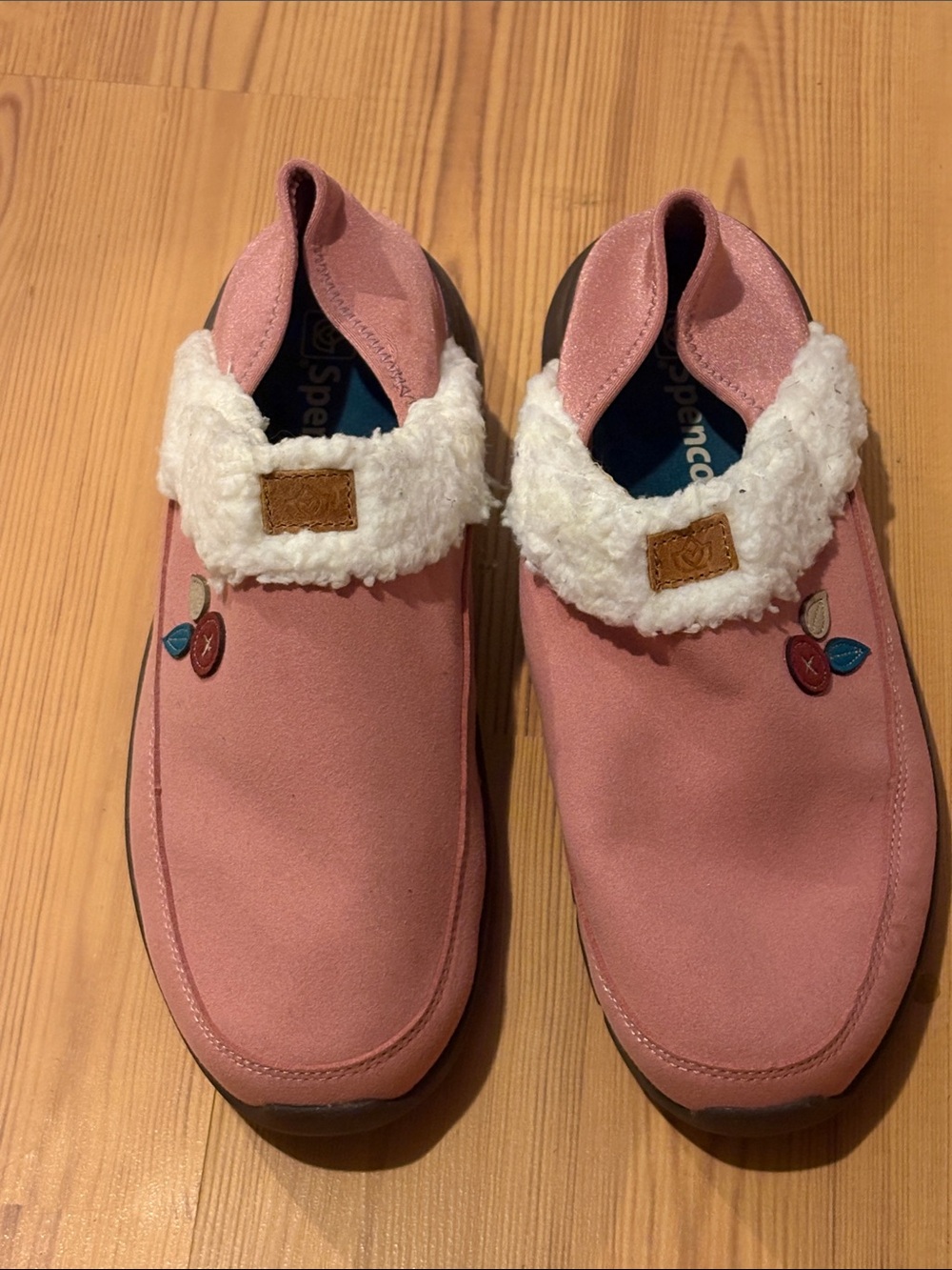 Spenco Pink Faux-Shearling Slip-On Shoes for Women